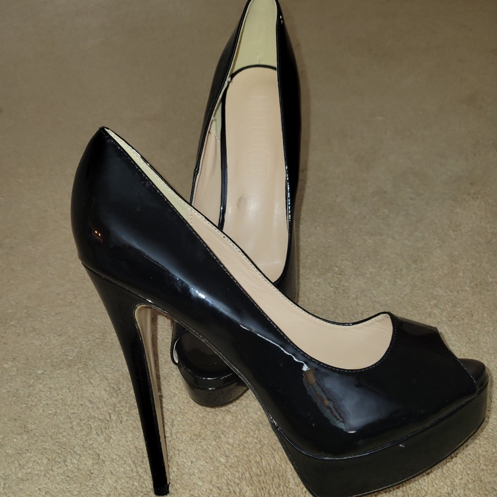 Elegant Black Peep-Toe Heels